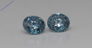 A Pair of Round Loose Diamonds (1.02 Ct Fancy Intense Blue(Irradiated) Color SI1-VS2(Enhanced) Clarity) IGL