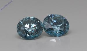 A Pair of Round Loose Diamonds (2.03 Ct Fancy Vivid Blue(Irradiated) Color SI1-VS2(Enhanced) Clarity) IGL