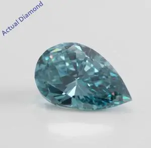 Pear Cut Loose Diamond (1.02 Ct, Blue (Color Irradiated), SI1 (Clarity Enhanced))