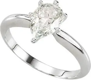 Pear Diamond Solitaire Engagement Ring 14K White Gold 0.74 Ct, (K Color, SI2 Clarity)