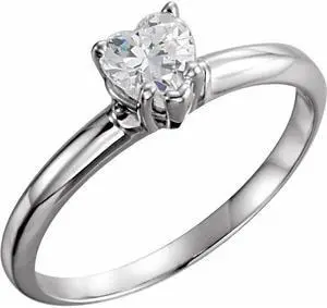 Heart Diamond Solitaire Engagement Ring,14k White Gold (0.6 Ct,H Color,VS1 Clarity) GIA Certified