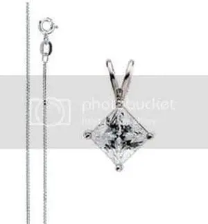 Princess Diamond Solitaire Pendant Necklace 14k (0.85 Ct, H Color, SI1 Clarity)