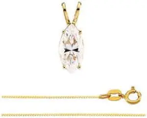 Marquise Diamond Solitaire Pendant Necklace 14k Yellow Gold (3.32 Ct, I, I1(Laser Drilled) GIA Certified)