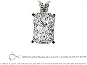 Radiant Diamond Solitaire Pendant Necklace 14K White Gold (0.55 Ct, G Color, SI1 Clarity) GIA Certified