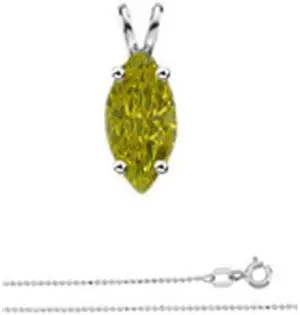 Marquise Diamond Solitaire Pendant Necklace 14k (2.55 Ct, Canary Yellow(Color Irradiated) Color, Si2 (Clarity Enhanced) Clarity)