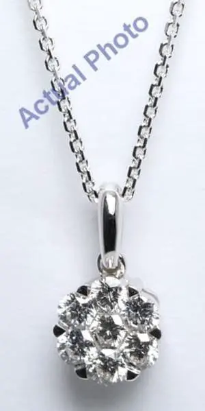 18k White Gold Round Cut Invisible Setting Diamond Pendant (0.52 Ct, G Color, VS Clarity)