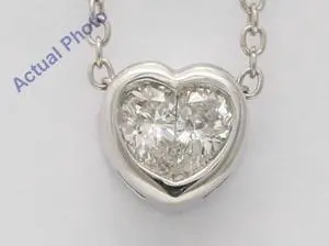 18k White Gold Pear Diamond Two-Stone Vintage Framed Heart Shape Pendant (0.4 Ct G SI2 Clarity)