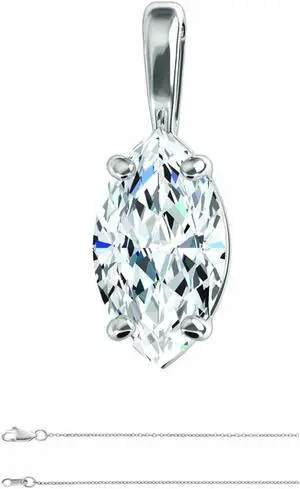 Marquise Diamond Solitaire Pendant Necklace 14k White Gold (0.73 Ct,G Color,VS2 Clarity) IGL Certified