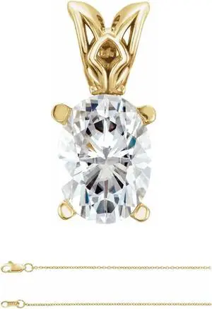 Oval Diamond Solitaire Pendant Necklace 14k Yellow Gold (0.6 Ct,I Color,VS1 Clarity) IGL Certified