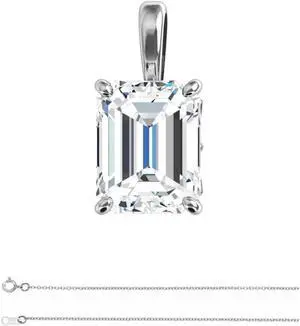 Emerald Prince(Branded Shape) Diamond Solitaire Pendant Necklace 14k White Gold (1.04 Ct F VS1 Clarity) GIA