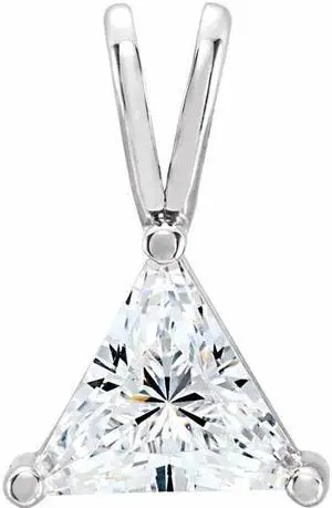 Triangle Natural Mined Diamond Solitaire Pendant Necklace 14k White Gold (1.29 Ct,K Color,SI2 Clarity) GIA