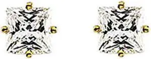 Princess Diamond Stud Earrings 14k Yellow Gold (2.01 Ct, K Color, VS2-SI2 Clarity)