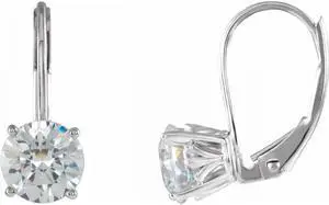 Round Natural Mined Diamond Lever Back Earrings 14k White Gold (1.44 Ct,H Color,VVS2-VS1 Clarity IGL )
