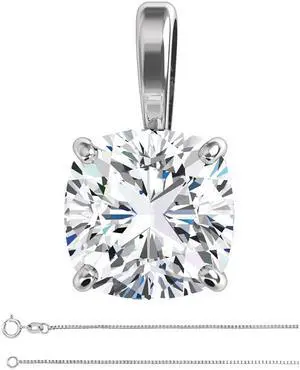 Cushion Diamond Solitaire Pendant Necklace 14K White Gold (0.91 Ct,H Color,VS1 Clarity) GIA Certified
