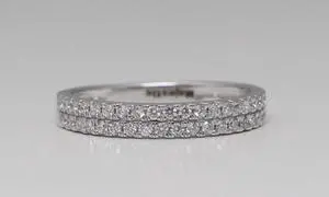 14k White Gold Round Cut Two Row Diamond Half-eternity Band (0.38 Ct,G Color,SI1 Clarity)