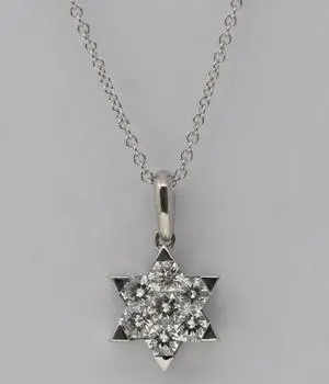 18k White Gold Round Cut Invisible Setting Seven stone Diamond Star of David (0.6 Ct,G Color,SI1 Clarity)