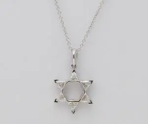 18k White Gold Triangle Cut Star Of David Diamond Pendant (0.62 Ct,H Color,VS Clarity)