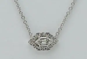 18k White Gold Marquise Duchess Cut Diamond Halo Pendant (0.26 Ct,F Color,VS1 Clarity)