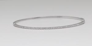 14k White Gold Round Cut Classic Diamond Bangle (0.61 Ct,H Color,VS Clarity)