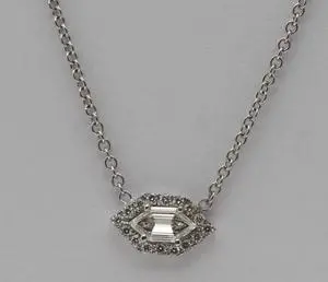 18k White Gold Marquise Duchess Cut Diamond Halo Pendant (0.35 Ct,F Color,VS1 Clarity)