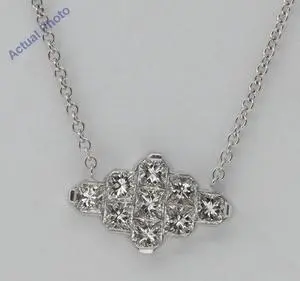 18k White Gold Princess Cut Invisible Setting Tile Diamond Pendant (1.28 Ct,G Color,VS Clarity)