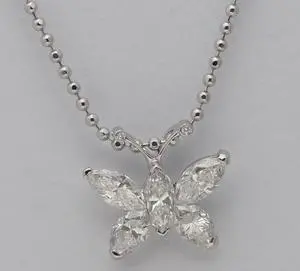 18k White Gold Marquise Cut Invisible Butterfly Diamond Pendant (1.09 Ct,G Color,VS Clarity)