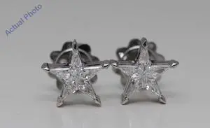 18k White Gold Kite Cut Invisible Setting Star Diamond Stud Earrings (0.47 Ct,G Color,VS Clarity)