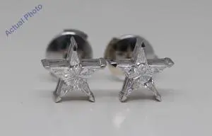 18k White Gold Kite Cut Invisible Setting Star Diamond Stud Earrings (0.31 Ct,G Color,VS Clarity)