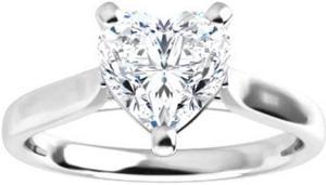 Heart Natural Mined Diamond Solitaire Engagement Ring,14k White Gold (1 Ct,D Color,VS2 Clarity) GIA