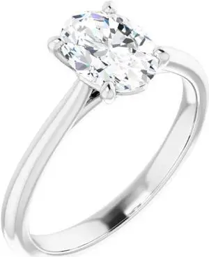 Oval Diamond Solitaire Engagement Ring,14k White Gold (1 Ct,G Color,SI1(Enhanced) Clarity) IGL Certified