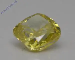 Cushion Cut Loose Diamond (0.81 Ct,Yellow(Irradiated) Color,SI1 Clarity)