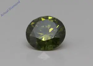 Round Cut Loose Diamond (0.58 Ct,Green(Irradiated) Color,SI2 Clarity)