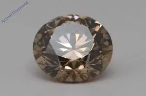 Round Cut Loose Diamond (1.12 Ct,Cognac Brown(Irradiated) Color,SI1 Clarity)