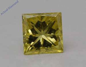 Princess Cut Loose Diamond (0.48 Ct,Yellow(Irradiated) Color,VS1 Clarity)