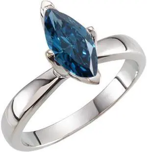 Marquise Diamond Solitaire Engagement Ring 14k White Gold (1.42 Ct Ocean Blue(Irradiated) Color SI2 Clarity)