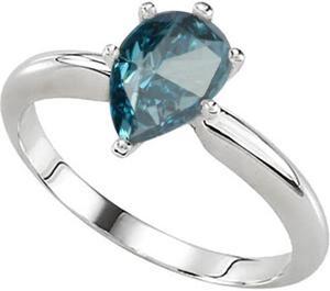 Pear Diamond Solitaire Engagement Ring,14K White Gold (0.69 Ct,Ocean Blue(Irradiated) Color,VS2 Clarity)