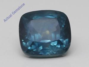 Cushion Cut Natural Mined Loose Sapphire Montana USA (2.91 Ct,Teal(Heat-Treated) Color,SI2 Clarity)