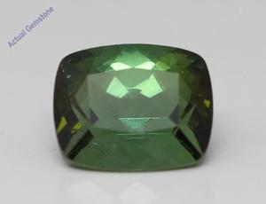 Cushion Cut Natural Mined Loose Tourmaline (4.32 Ct,Green(Heat-Treated) Color,SI2 Clarity)