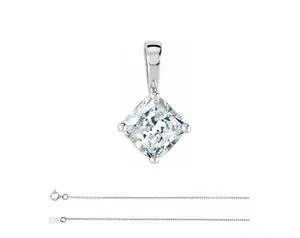 Asscher Natural Mined Diamond Solitaire Pendant Necklace 14k White Gold (1.03 Ct,H Color,VS1 Clarity) GIA