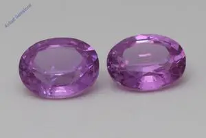A Pair of Oval Natural Mined Loose Sapphires (2.12 Ct Pinkish Purple(Possibly Heated) VS2-SI1 Clarity)