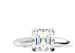 Asscher Natural Mined Diamond Solitaire Engagement Ring,14k White Gold (1.03 Ct,H Color,VS1 Clarity) GIA