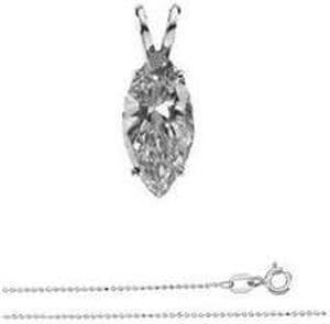 Marquise Diamond Solitaire Pendant Necklace 14K White Gold (1.03 Ct, H Color, I1 Clarity)