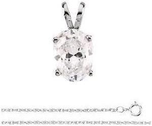 Oval Diamond Solitaire Pendant Necklace 14k White Gold (0.88 Ct, K Color, I1(Clarity Enhanced) Clarity)