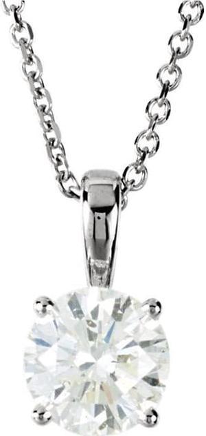 Round Diamond Solitaire Pendant Necklace 14K White Gold (1.05 Ct, I, VS1(Clarity Enhanced) IGL Certified)