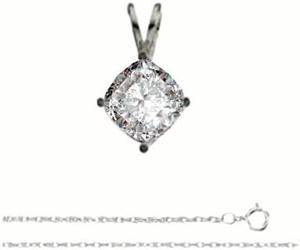 Princess Diamond Solitaire Pendant Necklace 14K White Gold (0.66 Ct, D, SI1(Laser Drilled) GIA Certified)