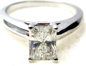 Radiant Diamond Solitaire Engagement Ring 14K White Gold 0.71 Ct, (G Color, I1(Clarity Enhanced) Clarity)