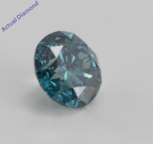 Round Cut Loose Diamond (0.71 Ct, Sky Blue(Color irradiated), I1)