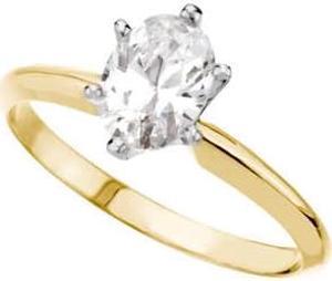 Oval Diamond Solitaire Engagement Ring 14k Yellow Gold 0.88 Ct, (K Color, I1(Clarity Enhanced) Clarity)