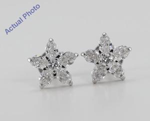 18k White Gold Invisible Setting Radiant Cut Flower Earrings (1.38 Ct, G Color, SI1 Clarity)