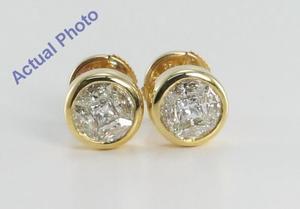 18k Yellow Gold Invisible Setting Princess & Marquise Cut Diamond Earrings (1.08 Ct, I-J Color, VS Clarity)